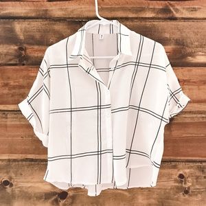 Black and White Lines Button Up